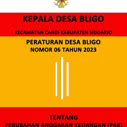 Peraturan Desa Bligo Nomor 06 Tahun 2023 Tentang PAK APBDes Desa Bligo T.A 2023